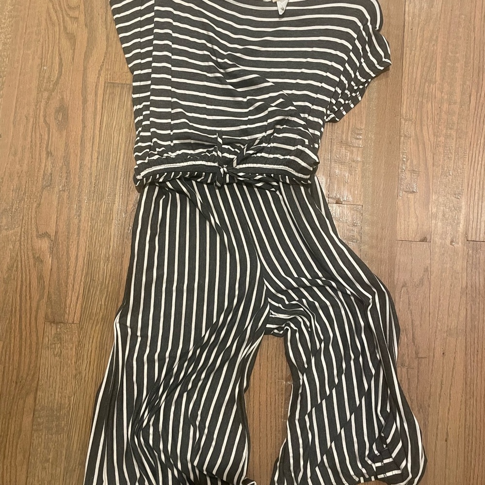 Lovely Melody Black and White Striped Jumpsuit